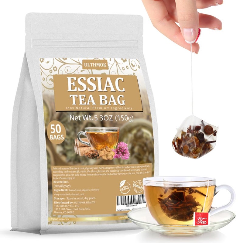 ULTHMOK Premium 50 Essiac Tea Bags, Wellness Blend Tea, made with 100% Natural Ingredients, No Additives & Caffeine Free. - Image 1